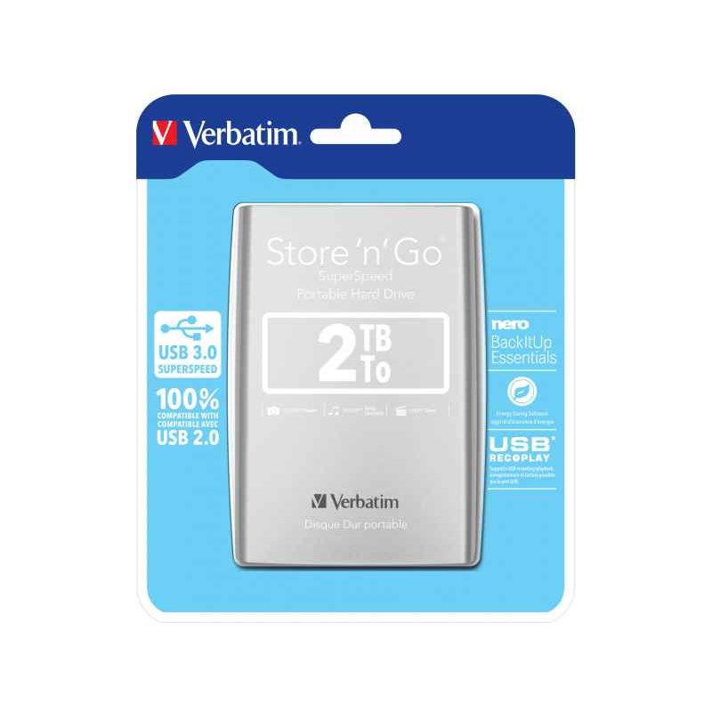 Verbatim Store n Go external hard drive 2048GB Silver 53189 fra buy2say.com! Anbefalede produkter | Elektronik online butik