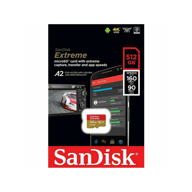 SanDisk 512 GB MicroSDXC Extreme R160/W90 SDSQXA1-512G-GN6MN от buy2say.com!  Препоръчани продукти | Онлайн магазин за електрони