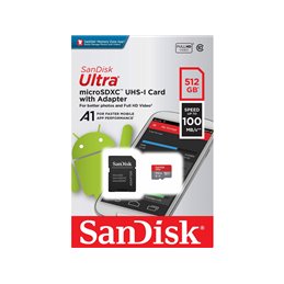 SanDisk SD MicroSD Card 512GB Ultra A1 C10 U1 incl. Adapter - Micro SD SDSQUA4-512G-GN6MN från buy2say.com! Anbefalede produkter
