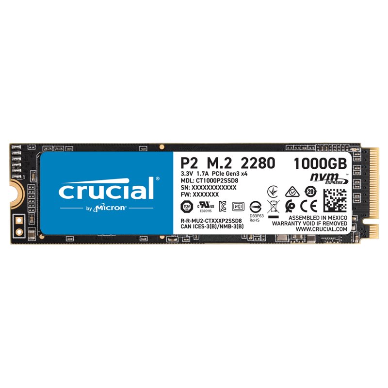 Crucial P2 SSD M.2 1TB NVMe PCIe 3.0 x 4 CT1000P2SSD8 från buy2say.com! Anbefalede produkter | Elektronik online butik