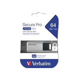 Verbatim Secure Pro USB 3.0 Stick 64GB Silber AES Retail Blister 98666 från buy2say.com! Anbefalede produkter | Elektronik onlin