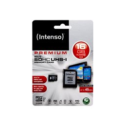 MicroSDHC 16GB Intenso Premium CL10 UHS-I +Adapter Blister från buy2say.com! Anbefalede produkter | Elektronik online butik