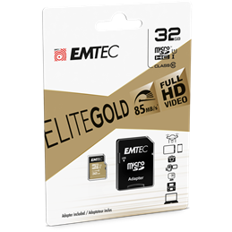 MicroSDHC 32GB EMTEC +Adapter CL10 EliteGold UHS-I 85MB/s Blister från buy2say.com! Anbefalede produkter | Elektronik online but