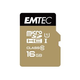 MicroSDHC 16GB EMTEC +Adapter CL10 EliteGold UHS-I 85MB/s Blister från buy2say.com! Anbefalede produkter | Elektronik online but