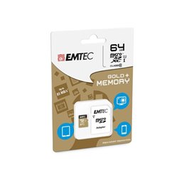MicroSDXC 64GB EMTEC +Adapter CL10 EliteGold UHS-I 85MB/s Blister from buy2say.com! Buy and say your opinion! Recommend the prod