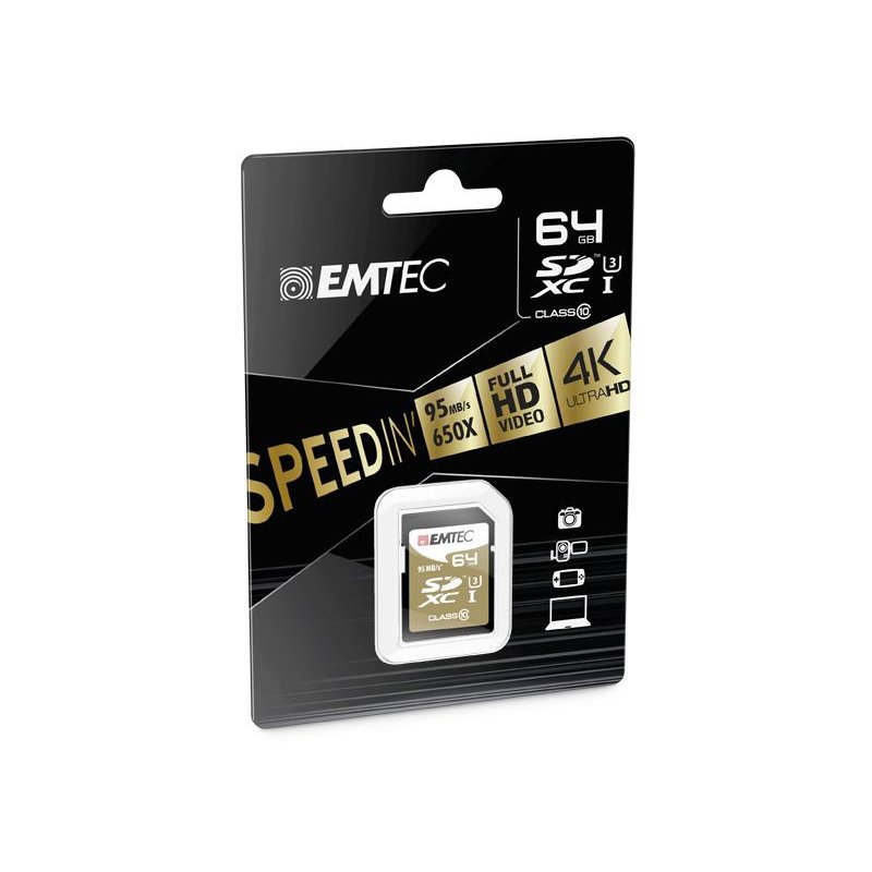 SDXC 64GB EMTEC SpeedIn CL10 95MB/s FullHD 4K UltraHD Blister alkaen buy2say.com! Suositeltavat tuotteet | Elektroniikan verkkok