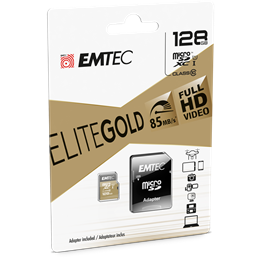 MicroSDXC 128GB EMTEC +Adapter CL10 EliteGold UHS-I 85MB/s Blister from buy2say.com! Buy and say your opinion! Recommend the pro