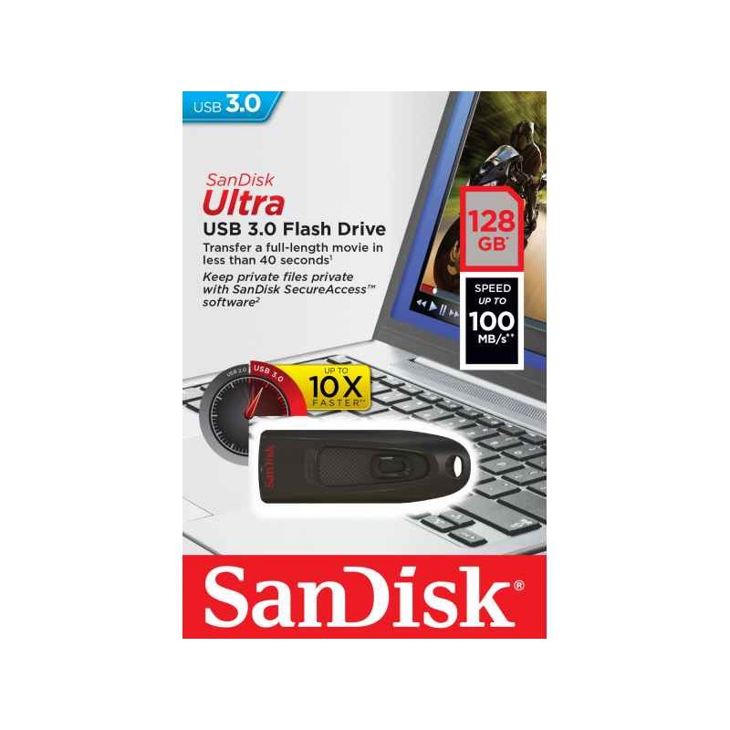 USB-Stick 128GB SanDisk Ultra USB 3.0 SDCZ48-128G-U46 fra buy2say.com! Anbefalede produkter | Elektronik online butik