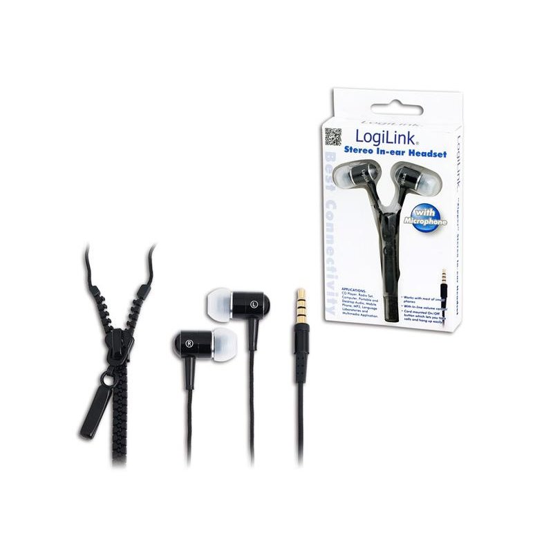 LogiLink Stereo In-Ear Earphones Zipper black HS0021 von buy2say.com! Empfohlene Produkte | Elektronik-Online-Shop