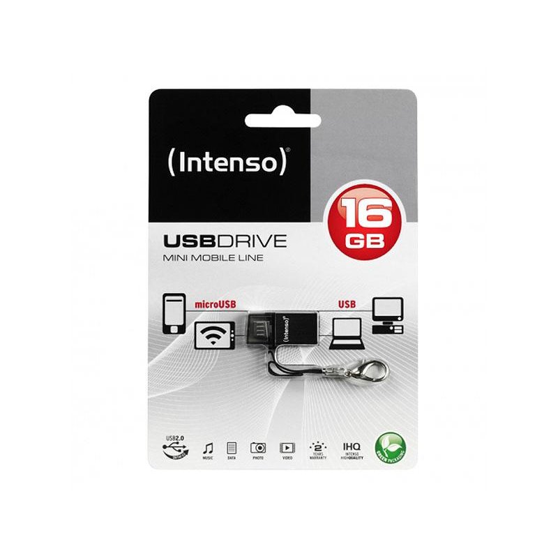 USB FlashDrive 16GB Intenso Mini Mobile Line OTG 2in1 Blister från buy2say.com! Anbefalede produkter | Elektronik online butik