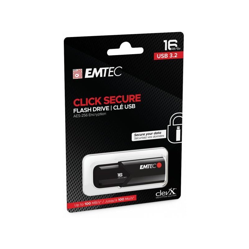 USB FlashDrive 16GB EMTEC B120 Click Secure USB 3.2 (100MB/s) от buy2say.com!  Препоръчани продукти | Онлайн магазин за електрон