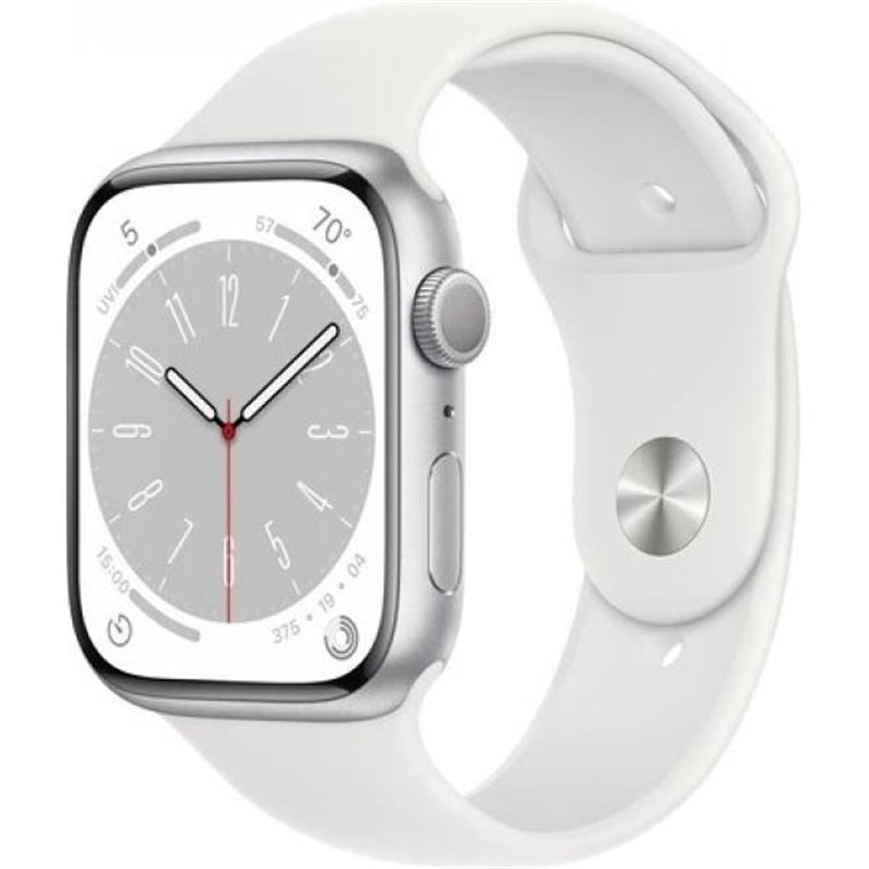 Apple Watch Series 8 45mm (GPS) Aluminium Silver Case Sport Band White från buy2say.com! Anbefalede produkter | Elektronik onlin