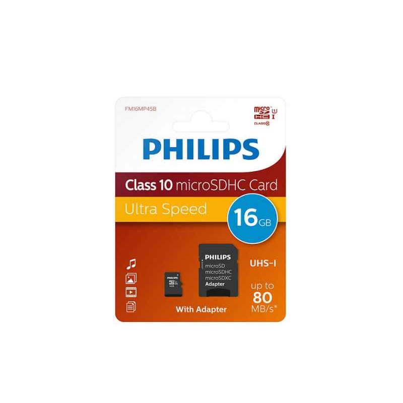 Philips MicroSDHC 16GB CL10 80mb/s UHS-I +Adapter Retail alkaen buy2say.com! Suositeltavat tuotteet | Elektroniikan verkkokauppa