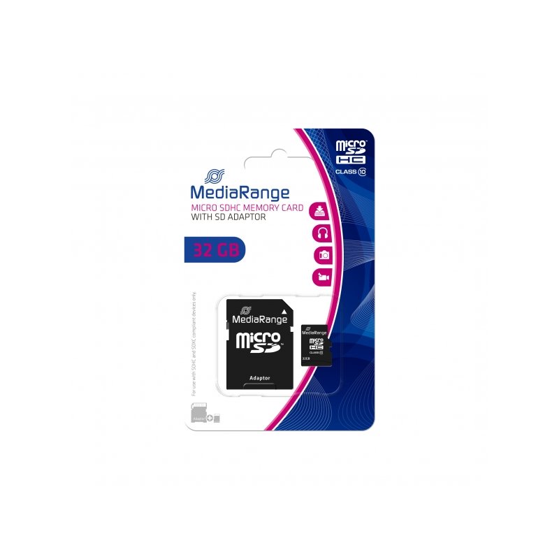 MediaRange MicroSD/SDHC Card 32GB SD CL.10 inkl. Adapter MR959 от buy2say.com!  Препоръчани продукти | Онлайн магазин за електро
