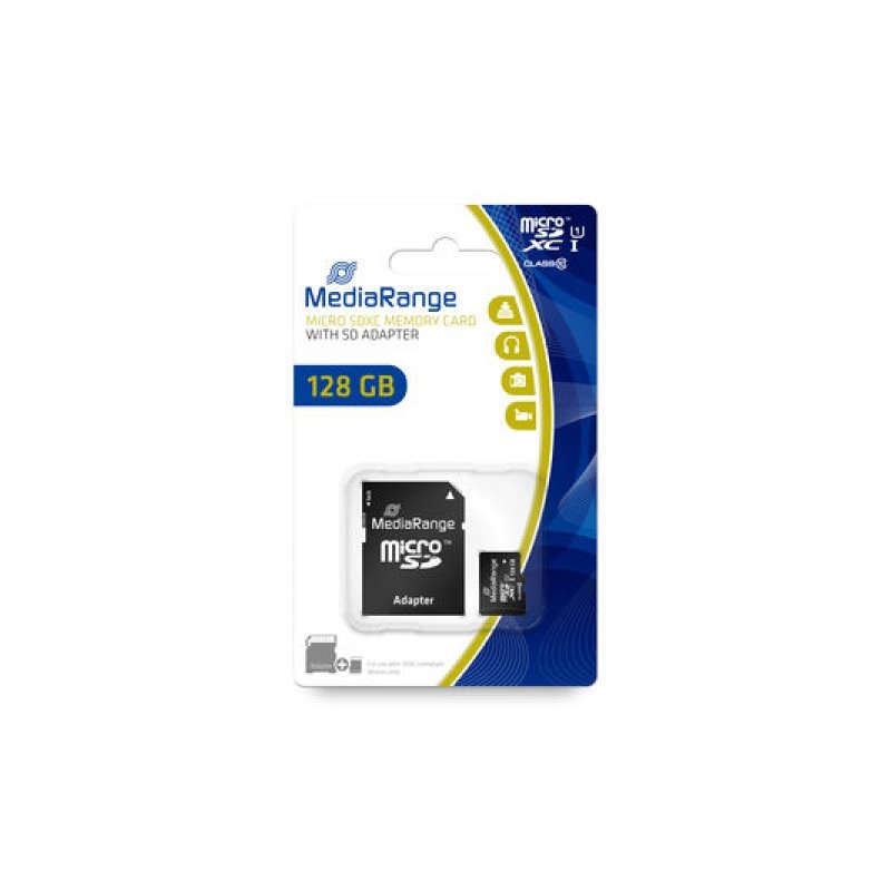 MediaRange MicroSD/SDXC Card 128GB UHS-1 Cl.10 inkl. Adapter MR945 alkaen buy2say.com! Suositeltavat tuotteet | Elektroniikan ve