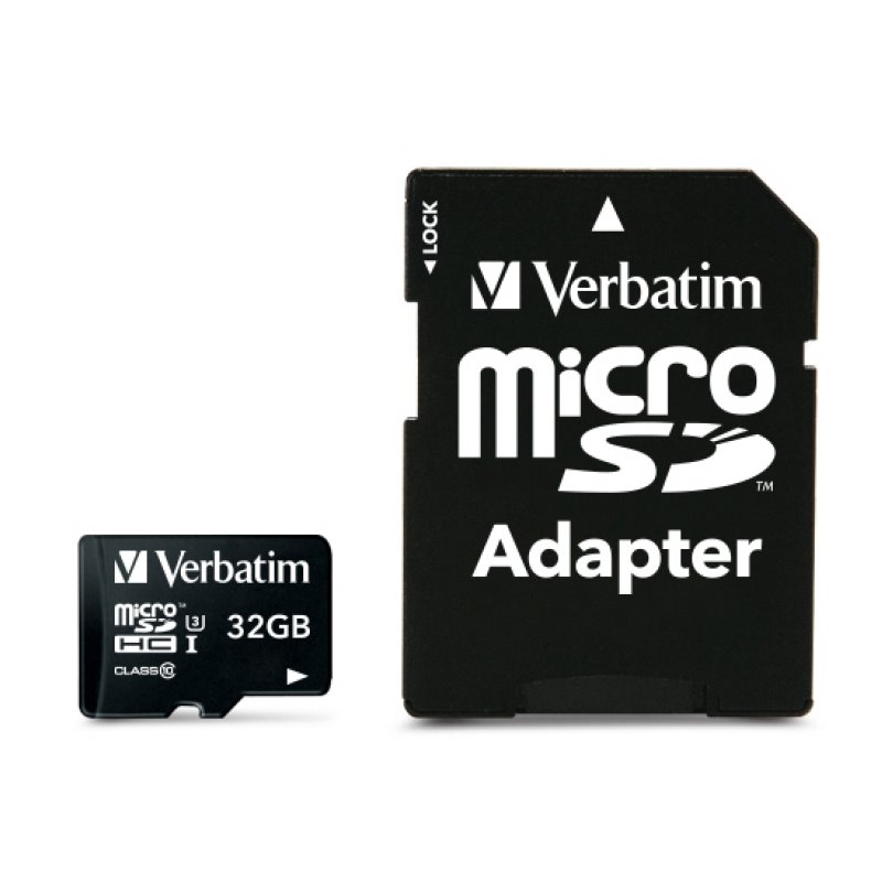 Verbatim PRO MicroSDHC 32GB Cl.10 U3 UHS-I w/Adapter 47041 von buy2say.com! Empfohlene Produkte | Elektronik-Online-Shop
