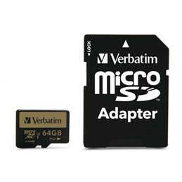Verbatim PRO+ MicroSDXC 64GB Cl.10 U3 UHS-I w/Adapter 44034 fra buy2say.com! Anbefalede produkter | Elektronik online butik