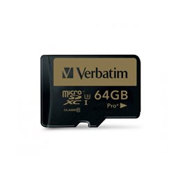 Verbatim PRO+ MicroSDXC 64GB Cl.10 U3 UHS-I w/Adapter 44034 fra buy2say.com! Anbefalede produkter | Elektronik online butik
