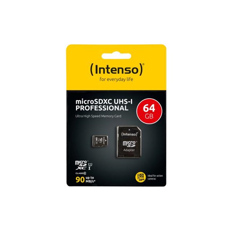 MicroSDHC 64GB Intenso Professional CL10 UHS-I +Adapter Blister von buy2say.com! Empfohlene Produkte | Elektronik-Online-Shop