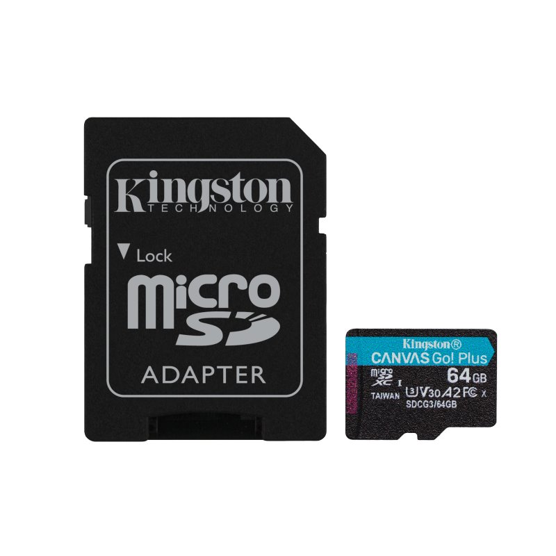 Kingston Canvas Go Plus MicroSDXC 64GB + Adapter SDCG3/64GB från buy2say.com! Anbefalede produkter | Elektronik online butik