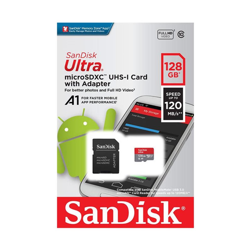 SanDisk MicroSDXC Ultra 128GB SDSQUA4-128G-GN6MA från buy2say.com! Anbefalede produkter | Elektronik online butik