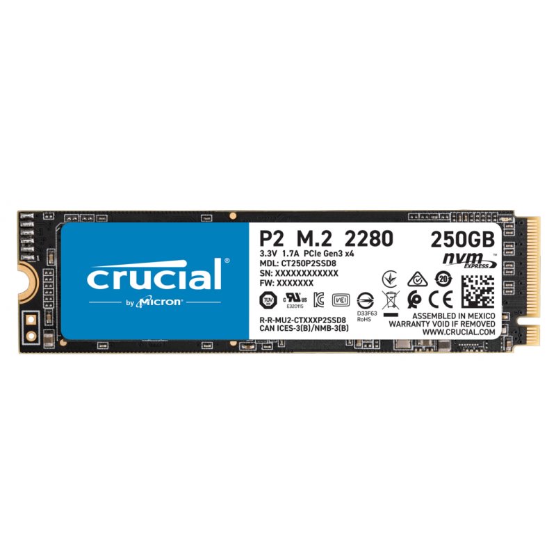 Crucial P2 - 250 GB - M.2 - 2100 MB/s CT250P2SSD8 von buy2say.com! Empfohlene Produkte | Elektronik-Online-Shop