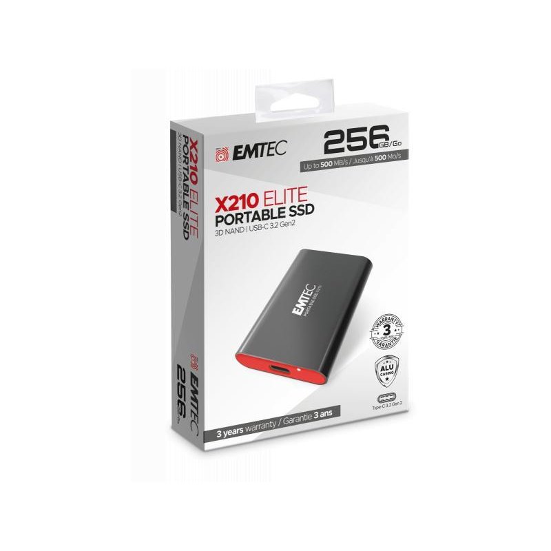 EMTEC SSD 256GB 3.2 Gen2 X210 SSD Portable Retail ECSSD256GX210 från buy2say.com! Anbefalede produkter | Elektronik online butik
