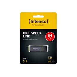 Intenso High Speed Line - 64 GB - USB Type-A - 3.2 Gen 2 (3.1 Gen 2) - 250 MB/s - Cap - Black - Yell fra buy2say.com! Anbefalede