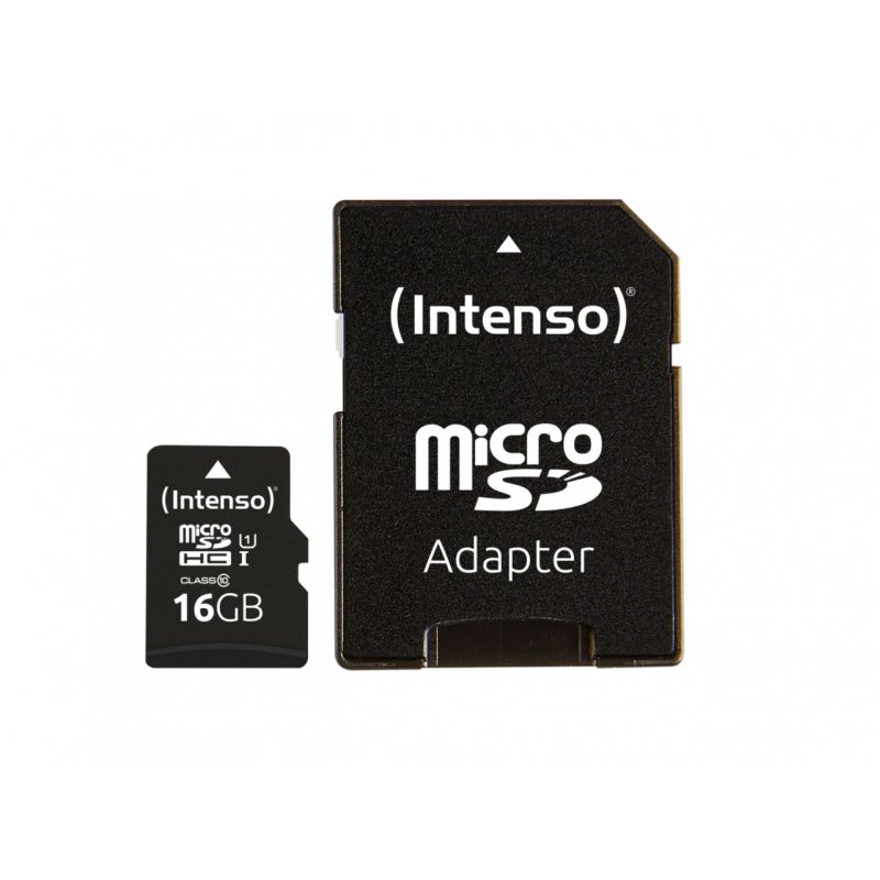 Intenso MicroSD 16GB + Adapter CL10. U1 (Blister) fra buy2say.com! Anbefalede produkter | Elektronik online butik