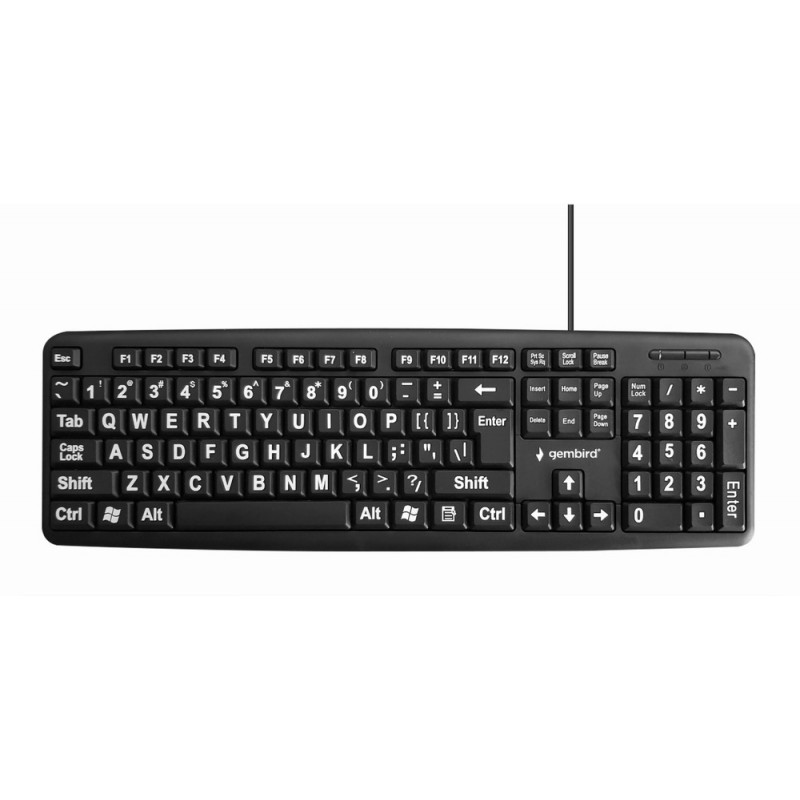 Gembird Standard Keyboard mit BIG-Buchstaben, US-Layout, black- KB-US-103 från buy2say.com! Anbefalede produkter | Elektronik on