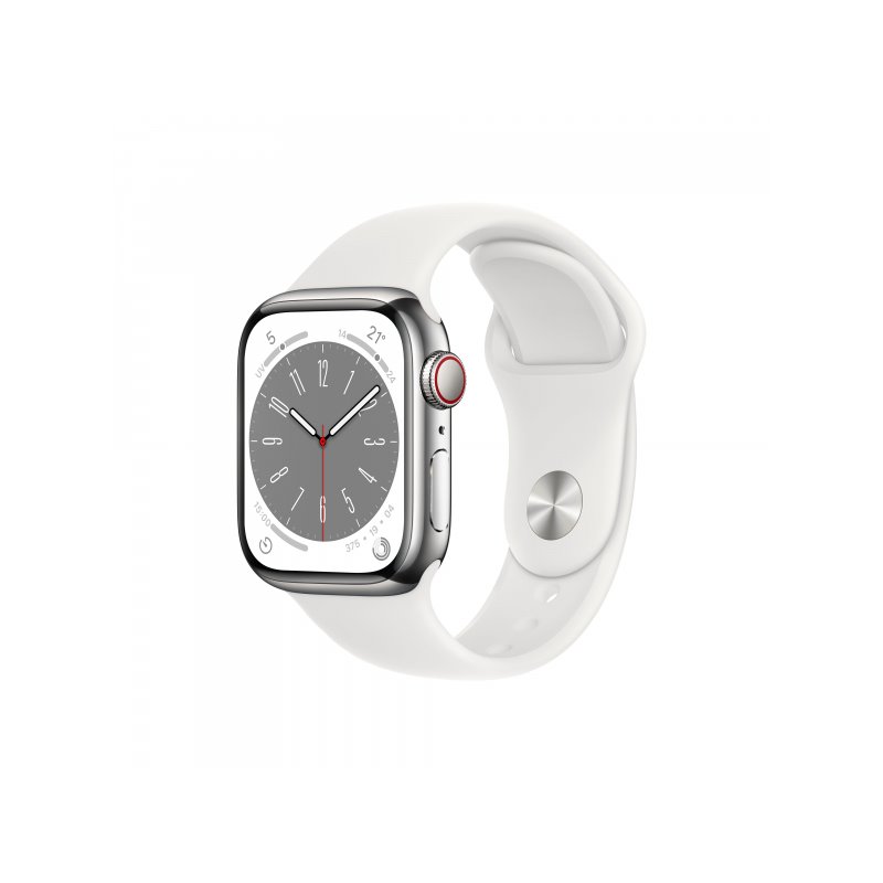Apple Watch Series 8 GPS+Cellular 41mm Silver Steel White Sport MNJ53FD/A от buy2say.com!  Препоръчани продукти | Онлайн магазин