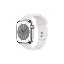 Apple Watch Series 8 GPS+Cellular 45mm Silver Steel White Sport MNKE3FD/A fra buy2say.com! Anbefalede produkter | Elektronik onl