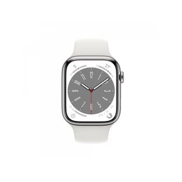 Apple Watch Series 8 GPS+Cellular 45mm Silver Steel White Sport MNKE3FD/A от buy2say.com!  Препоръчани продукти | Онлайн магазин