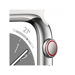 Apple Watch Series 8 GPS+Cellular 45mm Silver Steel White Sport MNKE3FD/A från buy2say.com! Anbefalede produkter | Elektronik on