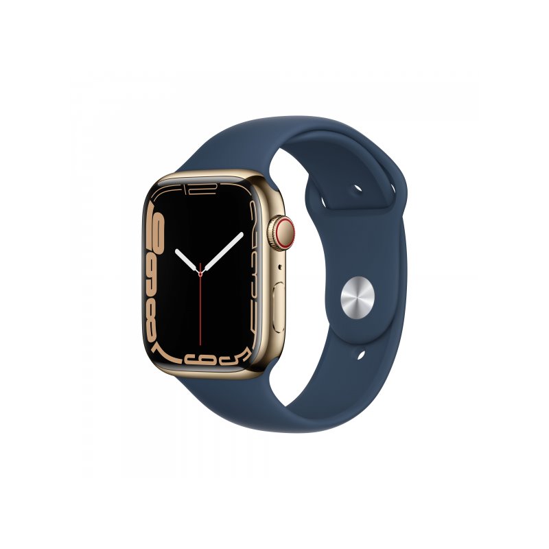 Apple Watch S7 Edelstahl 45mm Cellular Gold Sportband Abyssblau MN9M3FD/A fra buy2say.com! Anbefalede produkter | Elektronik onl