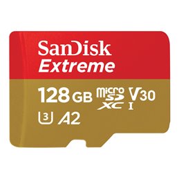 SanDisk Extreme MicroSDXC 128 GB Adapter CL10 UHS-I U3 SDSQXAA-128G-GN6AA fra buy2say.com! Anbefalede produkter | Elektronik onl