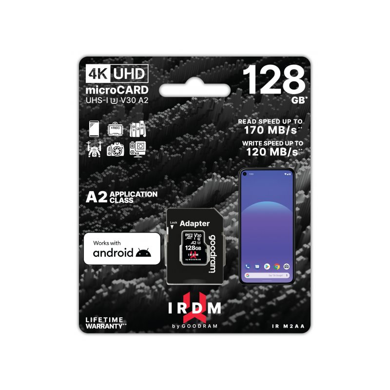 GOODRAM IRDM microSDXC 128GB V30 UHS-I U3 + adapter IR-M2AA-1280R12 alkaen buy2say.com! Suositeltavat tuotteet | Elektroniikan v