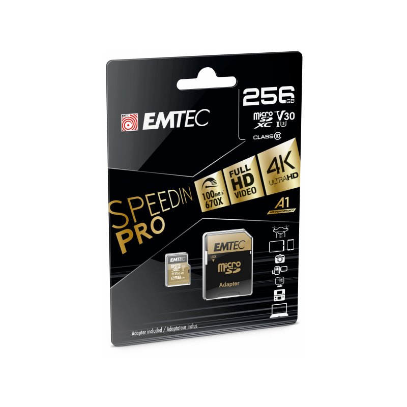 Emtec MicroSDXC 256GB SpeedIN PRO CL10 100MB/s FullHD 4K UltraHD от buy2say.com!  Препоръчани продукти | Онлайн магазин за елект