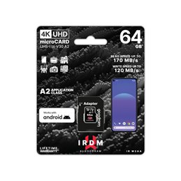 GOODRAM IRDM microSDXC 64GB V30 UHS-I U3 + adapter IR-M2AA-0640R12 от buy2say.com!  Препоръчани продукти | Онлайн магазин за еле