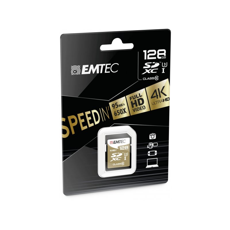 Emtec SDXC 128GB SpeedIN PRO CL10 95MB/s FullHD 4K UltraHD fra buy2say.com! Anbefalede produkter | Elektronik online butik