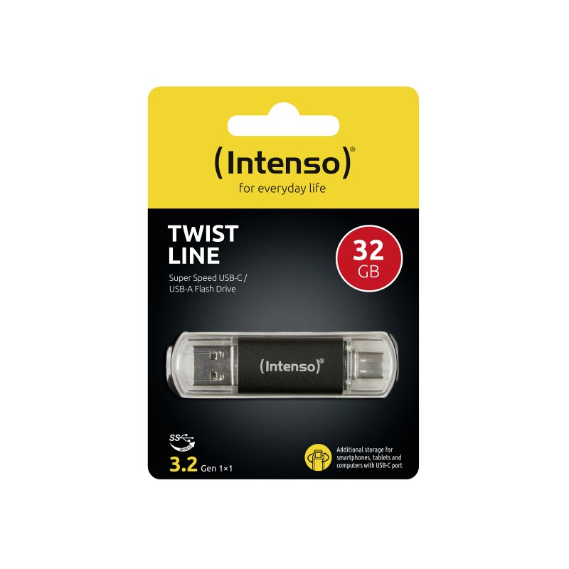 Intenso Twist Line USB Flash 32GB 3.2 Gen 1 USB-C USB-A 3539480 fra buy2say.com! Anbefalede produkter | Elektronik online butik