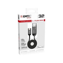 USB FlashDrive Lightning 32GB EMTEC T750 USB3.1 Dual fra buy2say.com! Anbefalede produkter | Elektronik online butik