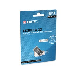 USB FlashDrive 64GB Emtec Mobile & Go Dual USB3.2 - USB-C T260 från buy2say.com! Anbefalede produkter | Elektronik online butik