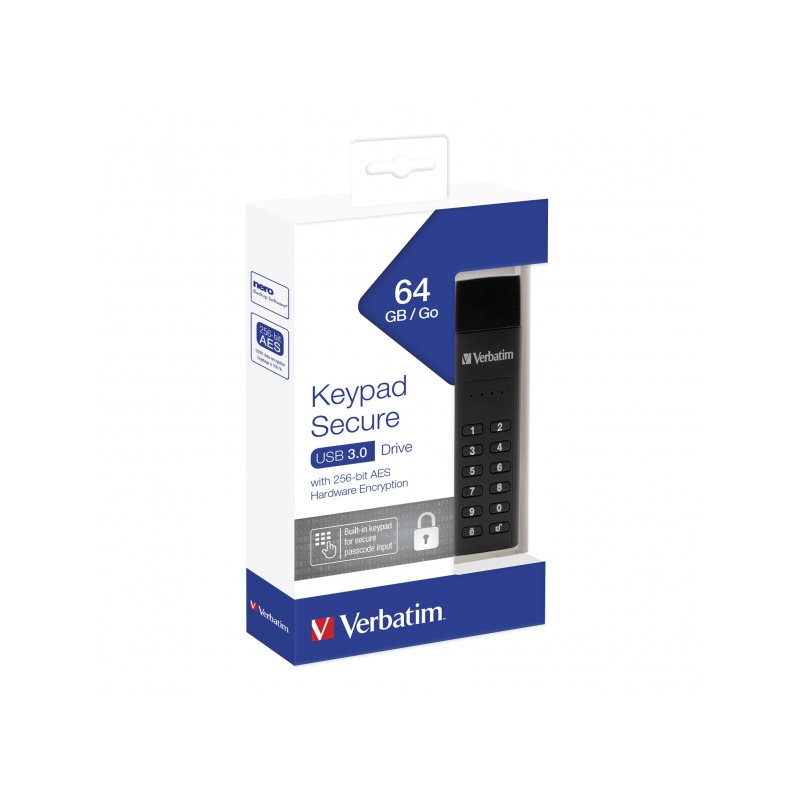 Verbatim USB 3.0 Stick 64GB, Secure, Keypad - Retail fra buy2say.com! Anbefalede produkter | Elektronik online butik