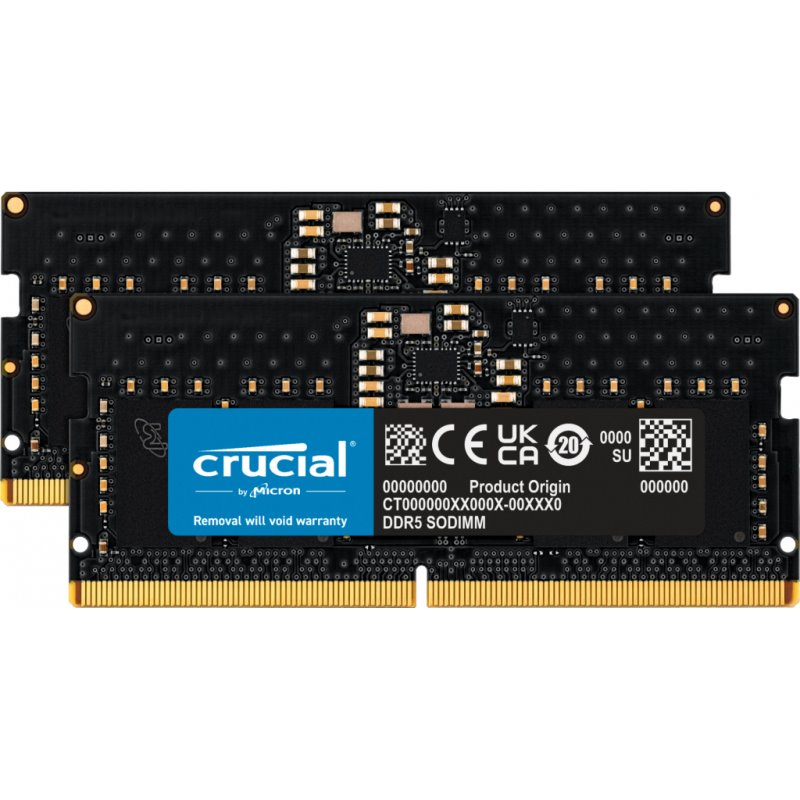 Crucial 16GB 2 x 8GB DDR5 4800MHz 262-pin SO-DIMM CT2K8G48C40S5 fra buy2say.com! Anbefalede produkter | Elektronik online butik