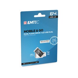 USB FlashDrive 64GB Emtec Mobile & Go Dual USB2.0 - microUSB T260 от buy2say.com!  Препоръчани продукти | Онлайн магазин за елек