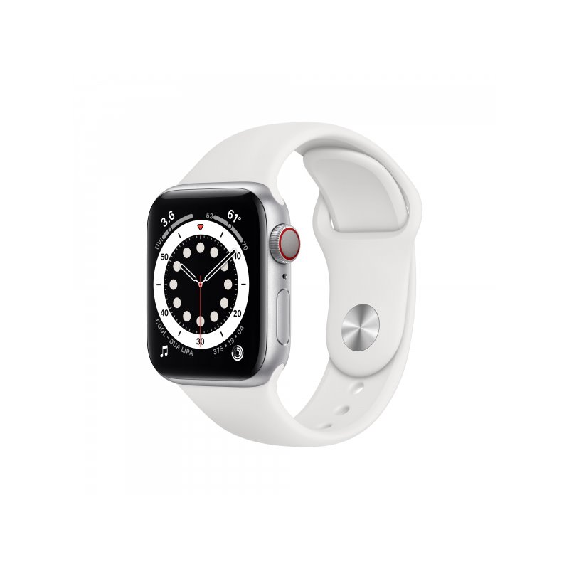 Apple Watch Series 6 GPS + Cell 40mm Silver Alu White Sport Band - M06M3FD/A fra buy2say.com! Anbefalede produkter | Elektronik 
