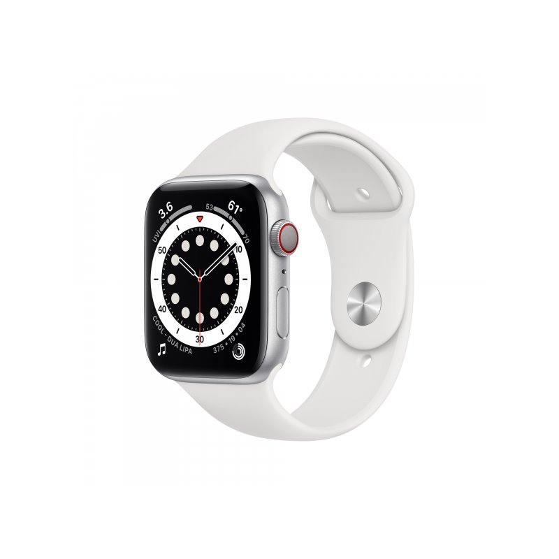 Apple Watch Series 6 Silver Aluminium 4G white sport Band DE MG2C3FD/A fra buy2say.com! Anbefalede produkter | Elektronik online