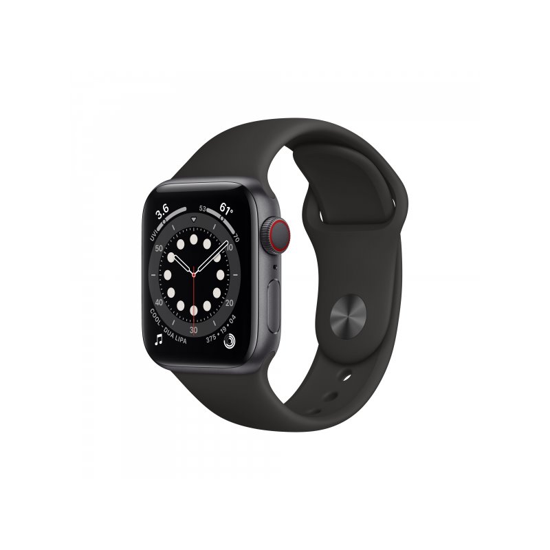 Apple Watch Series 6 Space Grey Aluminium 4G Black Sport Band DE M06P3FD/A fra buy2say.com! Anbefalede produkter | Elektronik on