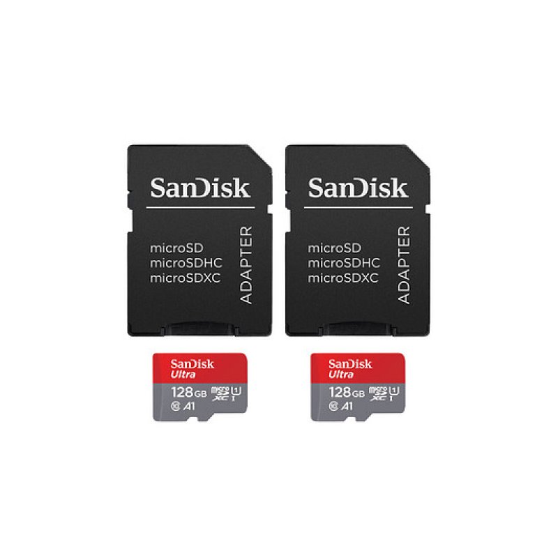 SanDisk Ultra microSDXC 128GB 140MBs+Adapt 2Pack SDSQUAB-128G-GN6MT von buy2say.com! Empfohlene Produkte | Elektronik-Online-Sho